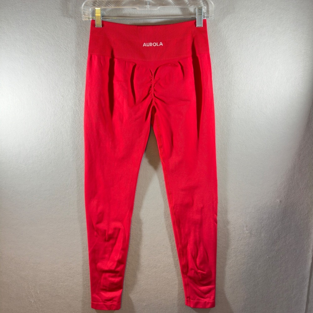 395 | AUROLA Dream Collection Scrunch Butt Seamless Leggings Red Womens‎ Small